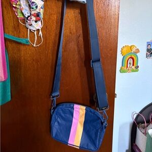 ALOHA Collection Navy Crossbody Bag with Pink and Yellow Accents
